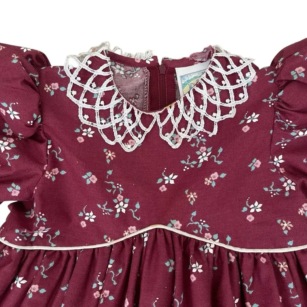 Vintage Daisy Kingdom Rose Bouquet Border Print Dress Size 3T - Picture 3 of 8